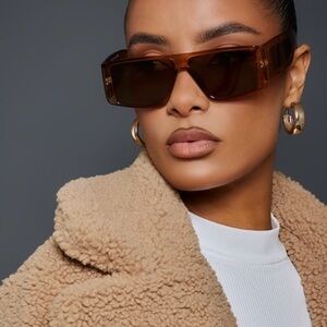 NEW PrettyLittleThing Toffee Flat Top Transparent Visor Sunglasses